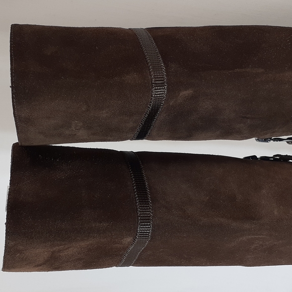 Prada brown suede leather heeled square-toed boots size 36.5 size 6.5 - Picture 3 of 11